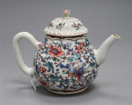 A Chinese Export famille rose teapot and cover, 18th century